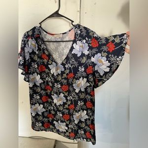 Loft v neck flutter sleeve shirt